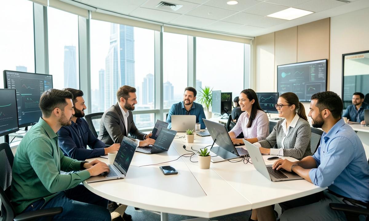 Technology professionals collaborating in a modern Dubai office